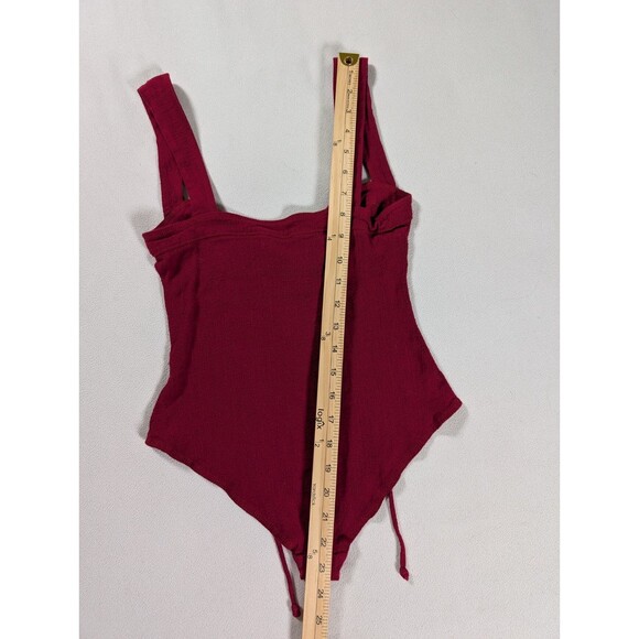 Intimately Free People Womens Maroon Lace Up Neck One-Piece Bodysuit Size XS - Picture 7 of 7